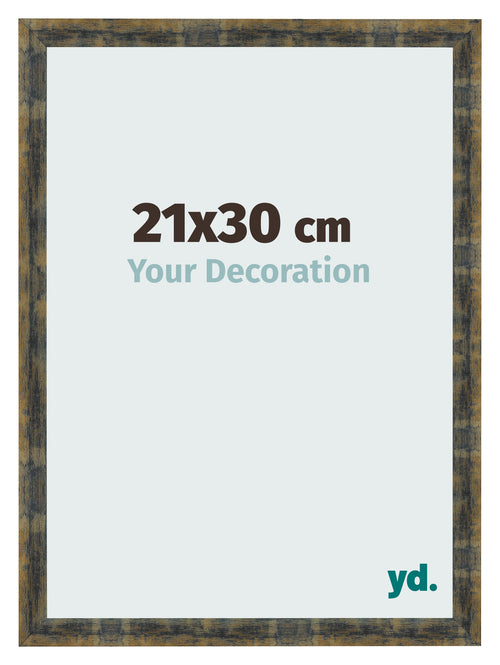 Fotokader 21x30cm Blauw Goud Gemeleerd MDF Pisa Voorzijde Maat | Yourdecoration.be