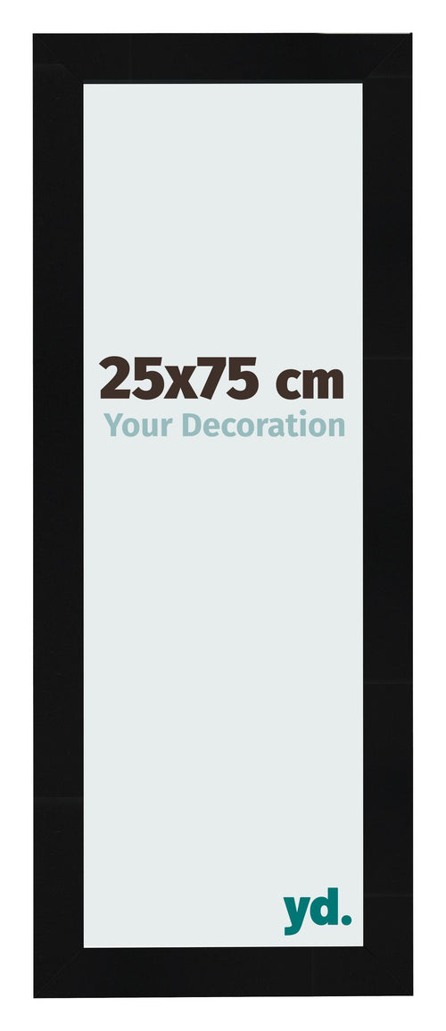 Fotokader 25x75cm Zwart Hoogglans MDF Pisa Voorzijde Maat | Yourdecoration.be