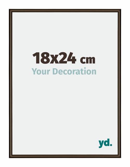 New York Aluminium Fotokader 18x24cm Walnoot Structuur Voorzijde Maat | Yourdecoration.be