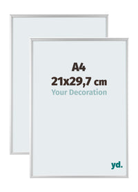 Aurora Aluminium Fotokader 21x29-7cm A4 Set Van 2 Zilver Mat Voorzijde Maat | Yourdecoration.be