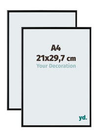 Aurora Aluminium Fotokader 21x29-7cm A4 Set Van 2 Zwart Mat Voorzijde Maat | Yourdecoration.be