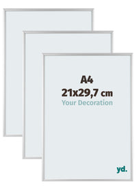 Aurora Aluminium Fotokader 21x29-7cm A4 Set Van 3 Zilver Mat Voorzijde Maat | Yourdecoration.be