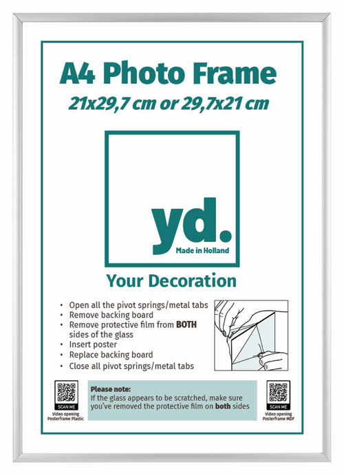 Fotokader 21x29,7cm A4 Zilver Aluminium Voorzijde Inlegvel | Yourdecoration.be