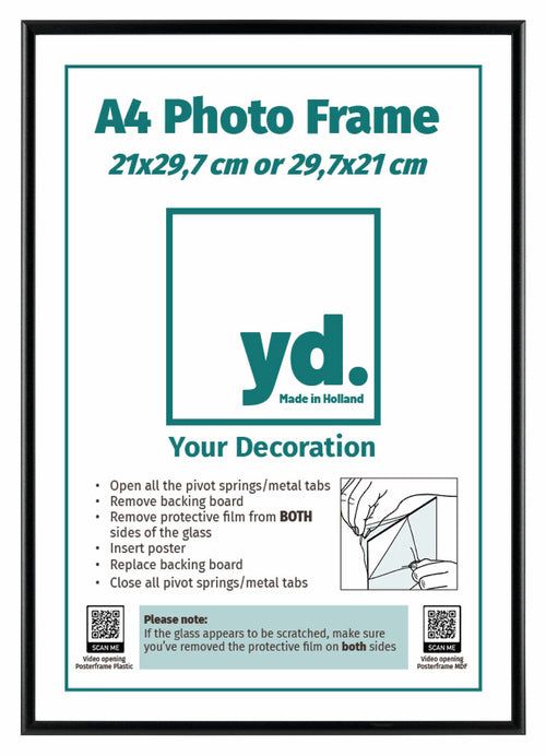 Aurora Aluminium Fotokader 21x29 7cm A4 Zwart Voorzijde | Yourdecoration.be
