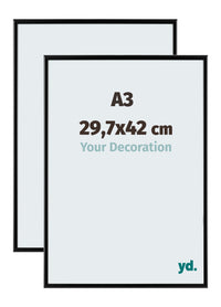 Aurora Aluminium Fotokader 29-7x42cm A3 Set Van 2 Zwart Mat Voorzijde Maat | Yourdecoration.be