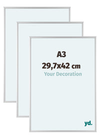 Aurora Aluminium Fotokader 29-7x42cm A3 Set Van 3 Zilver Mat Voorzijde Maat | Yourdecoration.be