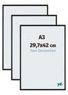 Aurora Aluminium Fotokader 29-7x42cm A3 Set Van 3 Zwart Mat Voorzijde Maat | Yourdecoration.be