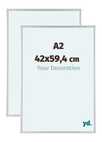Aurora Aluminium Fotokader 42x59-4cm A2 Set Van 2 Zilver Mat Voorzijde Maat | Yourdecoration.be