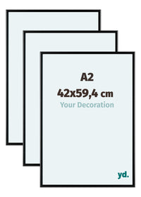 Aurora Aluminium Fotokader 42x59-4cm A2 Set Van 3 Zwart Mat Voorzijde Maat | Yourdecoration.be