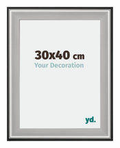 Birmingham Hout Fotokader 30x40cm Zwart Zilver gepolijst Maat | Yourdecoration.be