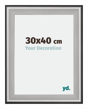 Birmingham Hout Fotokader 30x40cm Zwart Zilver gepolijst Maat | Yourdecoration.be