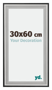 Birmingham Houten Fotokader 30x60cm Zwart Zilver Gepolijst Maat | Yourdecoration.be