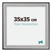Birmingham Houten Fotokader 35x35cm Zwart Zilver gepolijst Maat | Yourdecoration.be