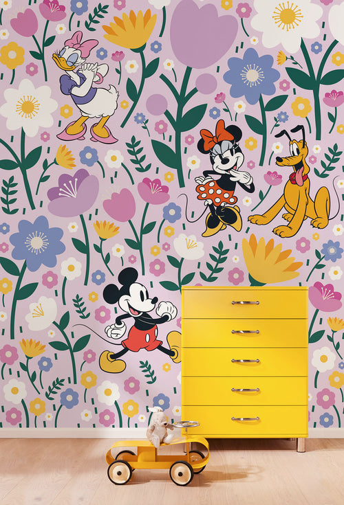 Disney Mickey Mouse and Minnie Mouse Botanical Spring Interieur Fotobehang DX4 175 | Yourdecoration.be
