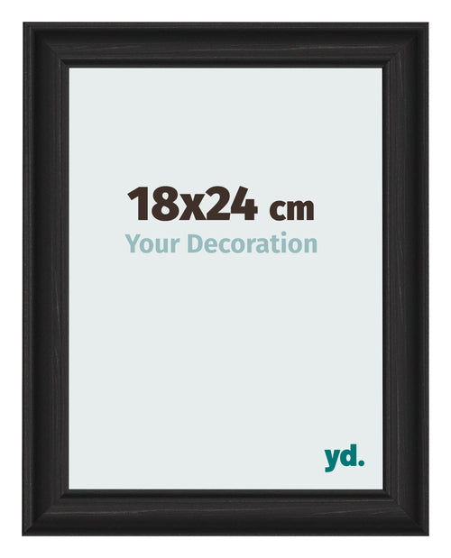 Fotokader 18x24cm Zwart Houtnerf MDF Lazio Voorzijde Maat | Yourdecoration.be