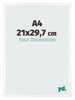 Fotokader 21x29 7 cm A4 Wit Mat MDF Bologna Voorzijde Maat | Yourdecoration.be