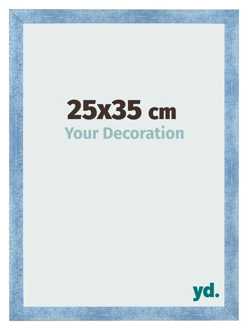 Fotokader 25x35cm Helder Blauw Geveegd MDF Pisa Voorzijde Maat | Yourdecoration.be