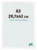 Fotokader 29 7x42 cm A3 Wit Mat MDF Bologna Voorzijde Maat | Yourdecoration.be