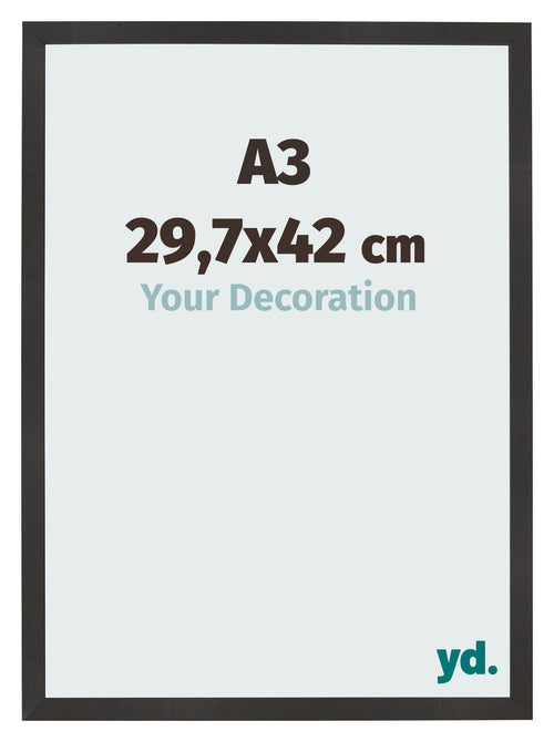 Fotokader 29 7x42 cm A3 Zwart Mat MDF Bologna Voorzijde Maat | Yourdecoration.be