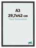 Fotokader 29 7x42 cm A3 Zwart Mat MDF Bologna Voorzijde Maat | Yourdecoration.be