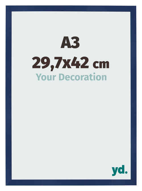 Fotokader 29 7x42cm A3 Donkerblauw Geveegd MDF Bologna Voorzijde Maat | Yourdecoration.be