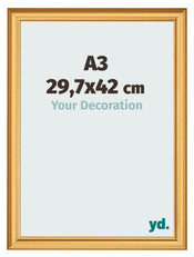 Fotokader 29 7x42cm A3 Goud Mat MDF Lazio Voorzijde Maat | Yourdecoration.be