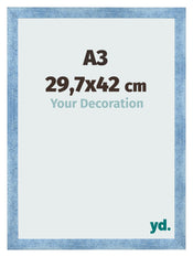 Fotokader 29 7x42cm A3 Helder Blauw Geveegd MDF Pisa Voorzijde Maat | Yourdecoration.be