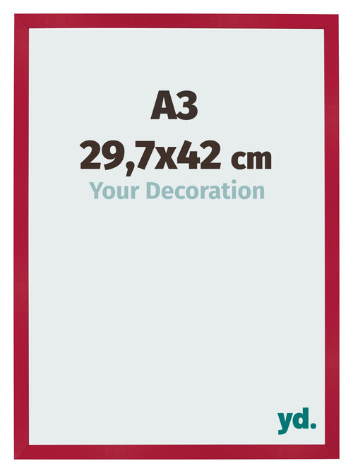 Fotokader 29 7x42cm A3 Rood MDF Bologna Voorzijde Maat | Yourdecoration.be