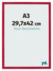 Fotokader 29 7x42cm A3 Rood MDF Bologna Voorzijde Maat | Yourdecoration.be