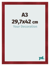 Fotokader 29 7x42cm A3 Wijnrood Geveegd MDF Pisa Voorzijde Maat | Yourdecoration.be