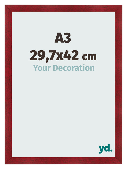 Fotokader 29 7x42cm A3 Wijnrood Geveegd MDF Pisa Voorzijde Maat | Yourdecoration.be