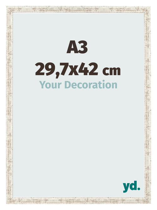 Fotokader 29 7x42cm A3 Wit Vintage MDF Bologna Voorzijde Maat | Yourdecoration.be