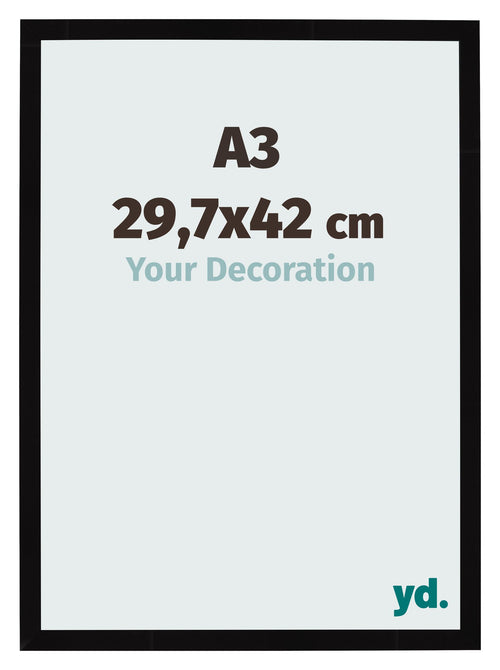Fotokader 29 7x42cm A3 Zwart Hoogglans MDF Bologna Voorzijde Maat | Yourdecoration.be