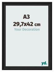 Fotokader 29 7x42cm A3 Zwart Houtnerf MDF Lazio Voorzijde Maat | Yourdecoration.be