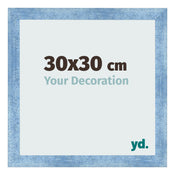 Fotokader 30x30cm Helder Blauw Geveegd MDF Pisa Voorzijde Maat | Yourdecoration.be