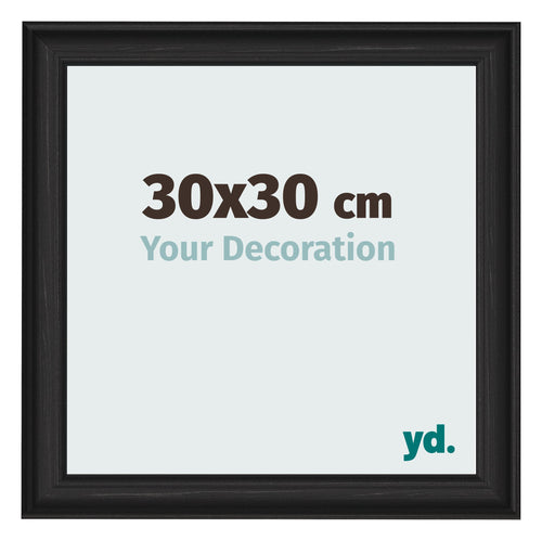 Fotokader 30x30cm Zwart Houtnerf MDF Lazio Voorzijde Maat | Yourdecoration.be