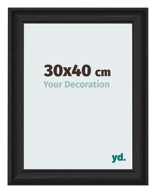 Fotokader 30x40cm Zwart Houtnerf MDF Lazio Voorzijde Maat | Yourdecoration.be