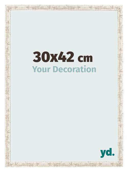 Fotokader 30x42cm Wit Vintage MDF Bologna Voorzijde Maat | Yourdecoration.be