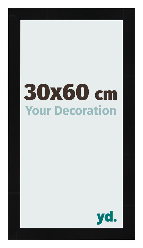 Fotokader 30x60cm Zwart Hoogglans MDF Pisa Voorzijde Maat | Yourdecoration.be