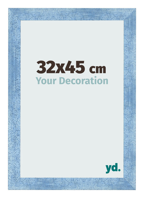 Fotokader 32x45cm Helder Blauw Geveegd MDF Pisa Voorzijde Maat | Yourdecoration.be
