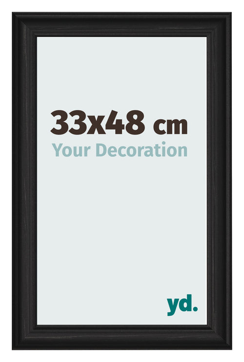 Fotokader 33x48cm Zwart Houtnerf MDF Lazio Voorzijde Maat | Yourdecoration.be