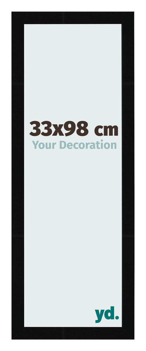 Fotokader 33x98cm Zwart Hoogglans MDF Bologna Voorzijde Maat | Yourdecoration.be