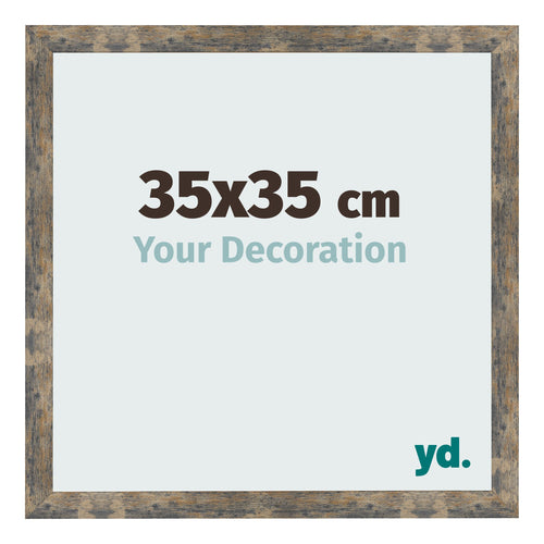 Fotokader 35x35cm Blauw Goud Gemeleerd MDF Bologna Voorzijde Maat | Yourdecoration.be