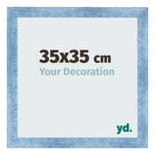 Fotokader 35x35cm Helder Blauw Geveegd MDF Pisa Voorzijde Maat | Yourdecoration.be