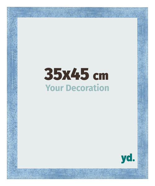 Fotokader 35x45cm Helder Blauw Geveegd MDF Pisa Voorzijde Maat | Yourdecoration.be