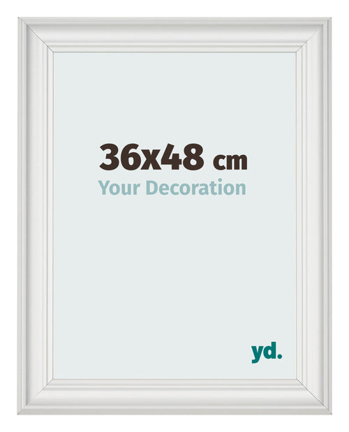 Fotokader 36x48cm Wit Geveegd MDF Lazio Voorzijde Maat | Yourdecoration.be