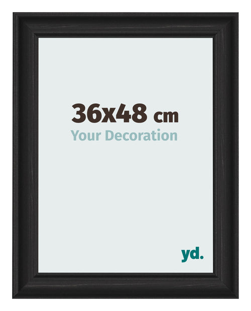 Fotokader 36x48cm Zwart Houtnerf MDF Lazio Voorzijde Maat | Yourdecoration.be
