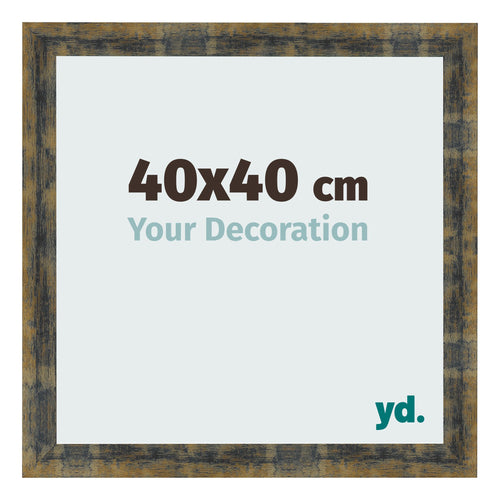 Fotokader 40x40cm Blauw Goud Gemeleerd MDF Pisa Voorzijde Maat | Yourdecoration.be