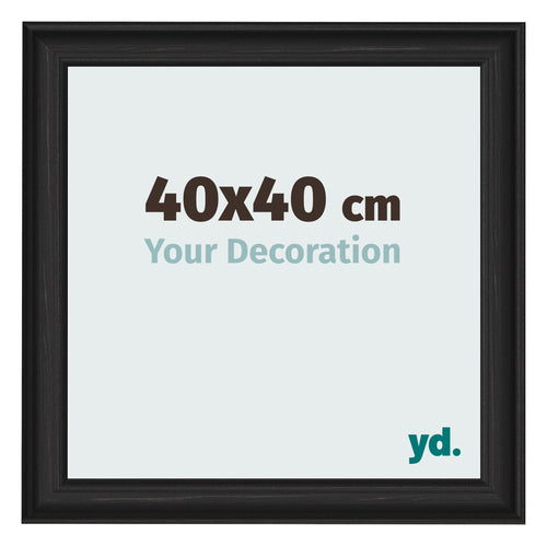 Fotokader 40x40cm Zwart Houtnerf MDF Lazio Voorzijde Maat | Yourdecoration.be