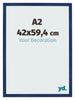 Fotokader 42x59 4cm A2 Donkerblauw Geveegd MDF Bologna Voorzijde Maat | Yourdecoration.be